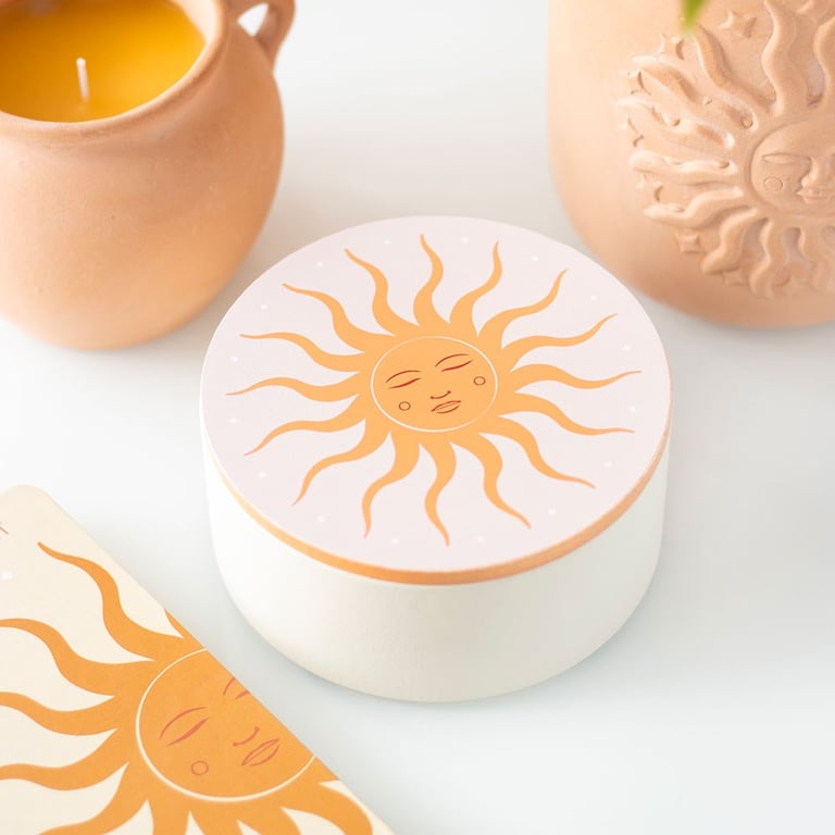 Elegant White Jewellery Storage Box - Modern Sun Design & Secure Storage