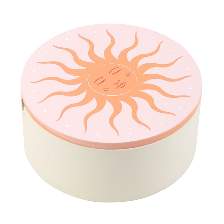 Elegant White Jewellery Storage Box - Modern Sun Design & Secure Storage