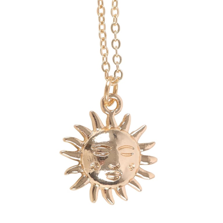 Stainless Steel Sun Necklace Set - Modern Birthday Gift with Greeting Card