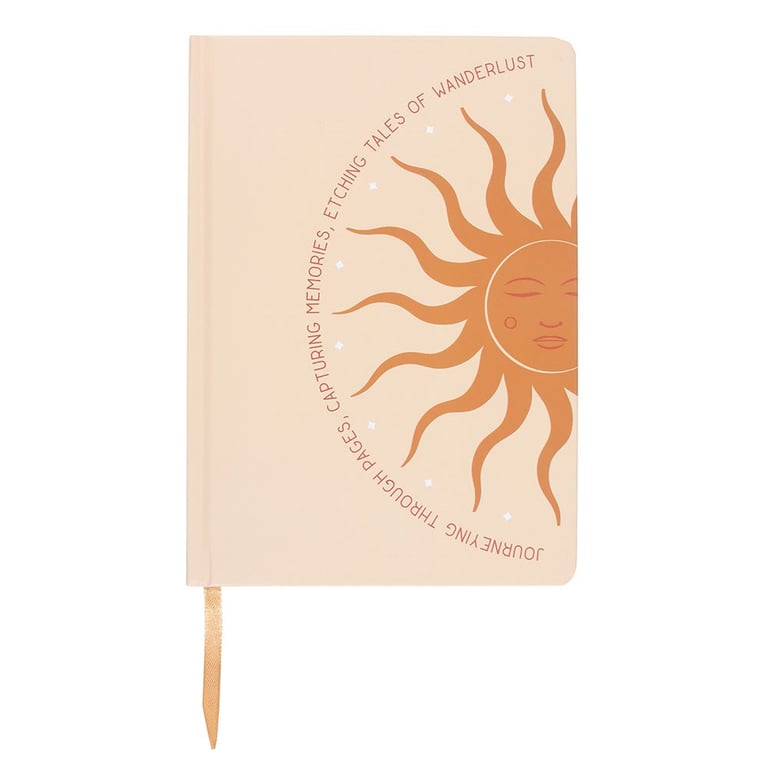 Sun Design A5 Notebook - 100 Sheets, Ribbon Divider & Perfect for Capturing Memories and Wanderlust Journeys