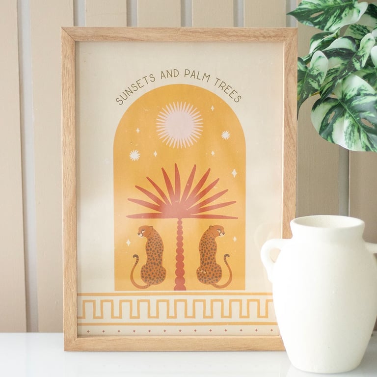 Leopard Palm Framed Wall Art Print - Exotic Tropical Decor for Home