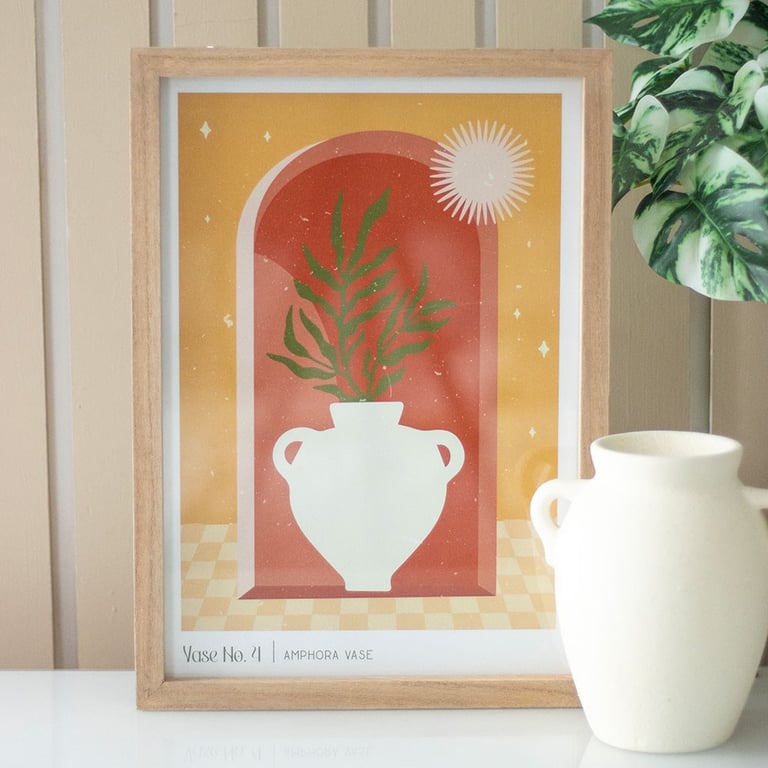 Vase Art Print - Modern Geometric Home Accent with Arched Window Design