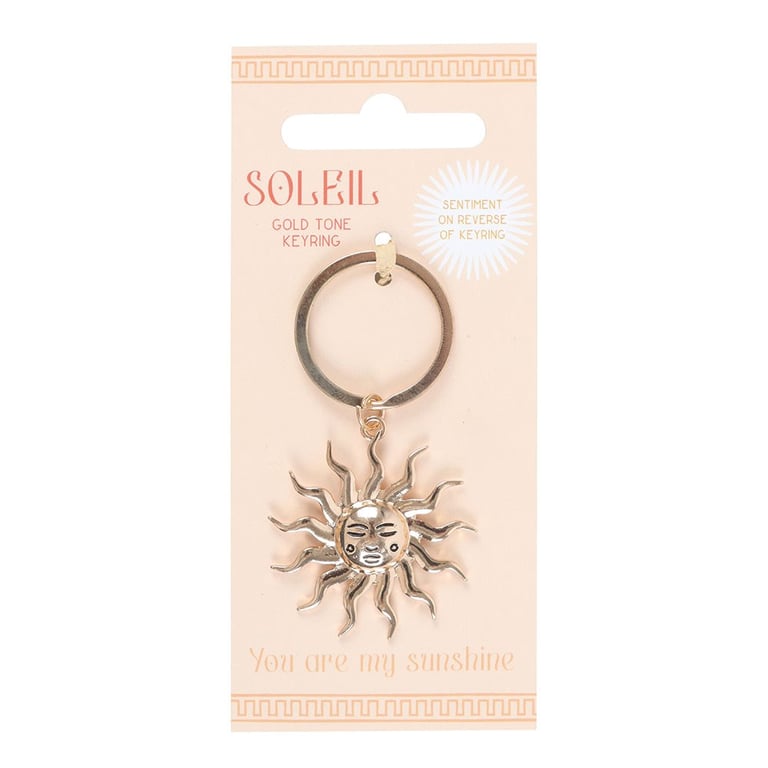 Gold Sun Keyring - Elegant Celestial Charm with You Are My Sunshine Sentiment
