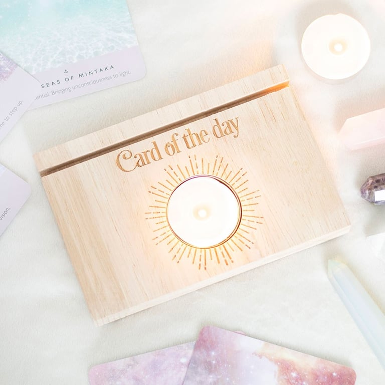 Natural Tarot Card Stand with Tealight Holder - Modern Altar Collection
