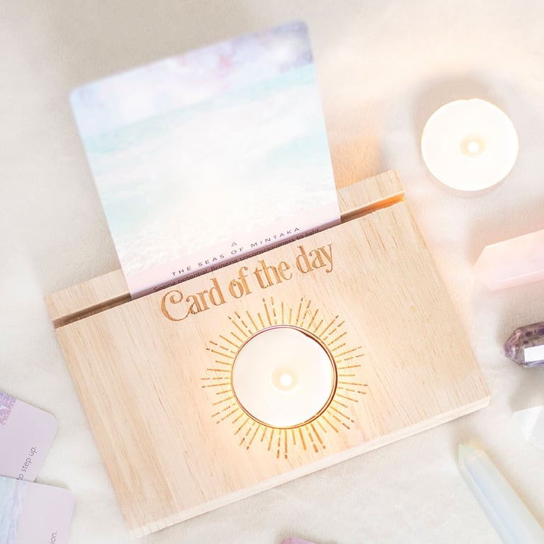 Natural Tarot Card Stand with Tealight Holder - Modern Altar Collection