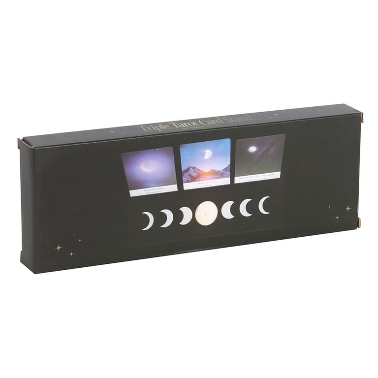 Black Moon Phase Tarot Card Stand with Tealight Holder - Ambiance and Mystical Display
