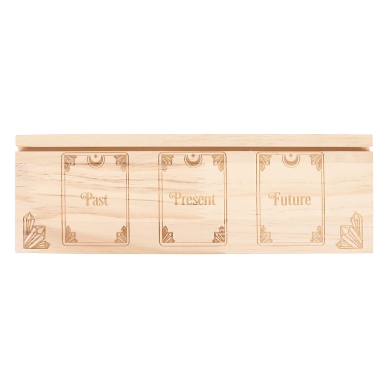 Natural Past Present Future Tarot Card Stand - Wooden Display Holder