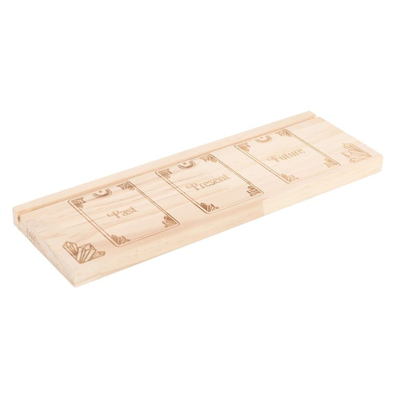 Natural Past Present Future Tarot Card Stand - Wooden Display Holder
