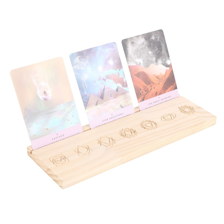 Natural Seven Chakras Wooden Tarot Card Display Stand