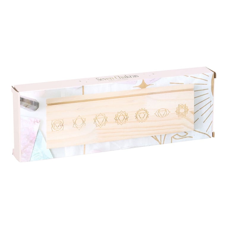 Natural Seven Chakras Wooden Tarot Card Display Stand