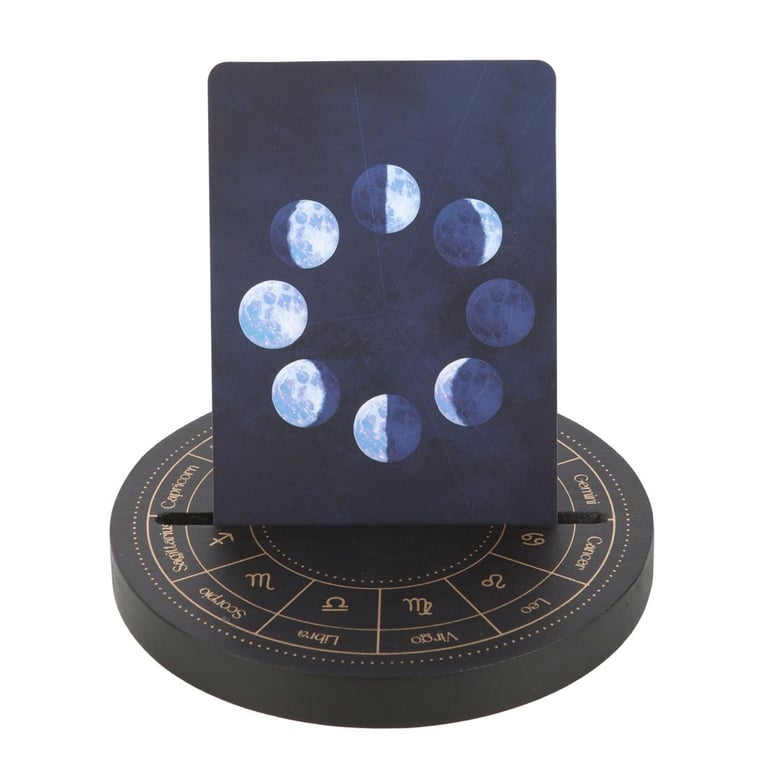 Black Astrology Wheel Tarot Card Stand - Spiritual Home Decor Display