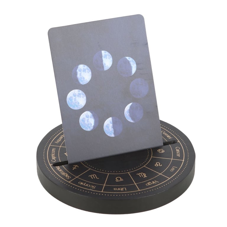 Black Astrology Wheel Tarot Card Stand - Spiritual Home Decor Display