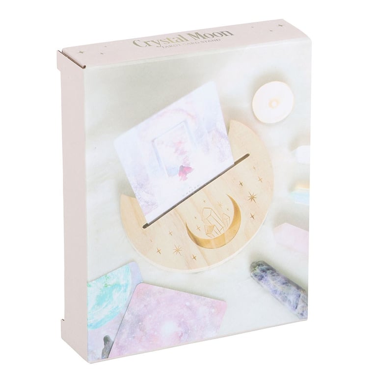 Natural Crystal Crescent Moon Tarot Card Stand - Spiritual Daily Reading Display Holder