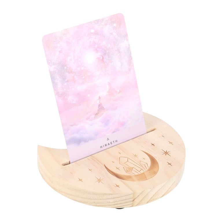 Natural Crystal Crescent Moon Tarot Card Stand - Spiritual Daily Reading Display Holder
