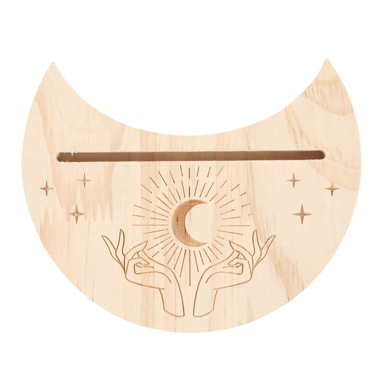 Natural Mystical Hands Crescent Moon Tarot Card Stand - Spiritual Daily Guide Display Holder