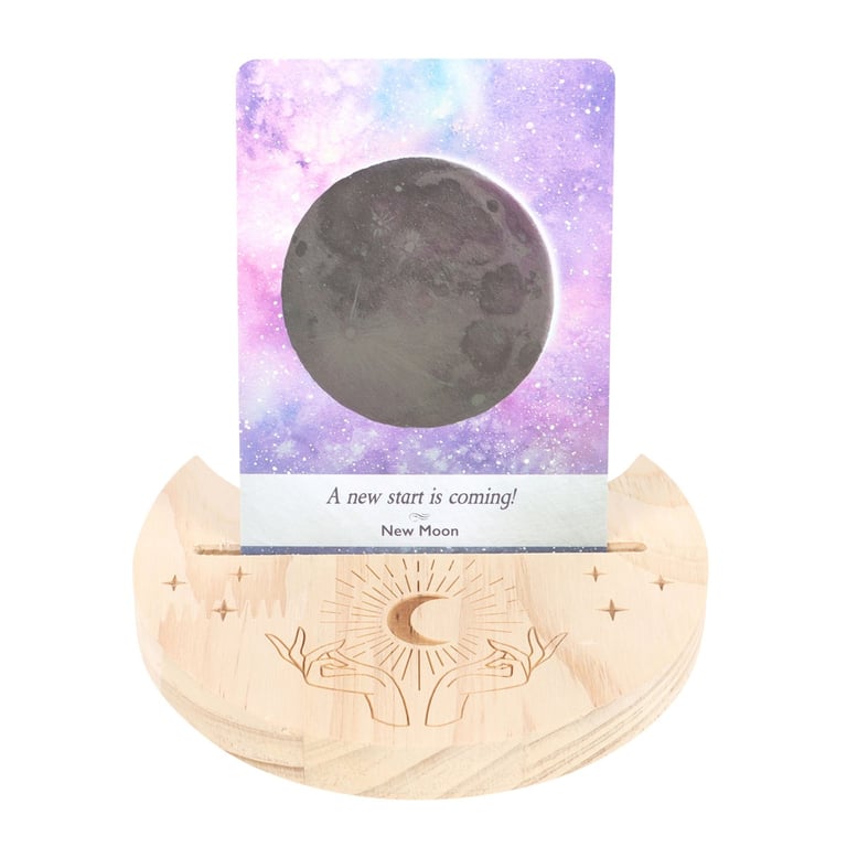 Natural Mystical Hands Crescent Moon Tarot Card Stand - Spiritual Daily Guide Display Holder