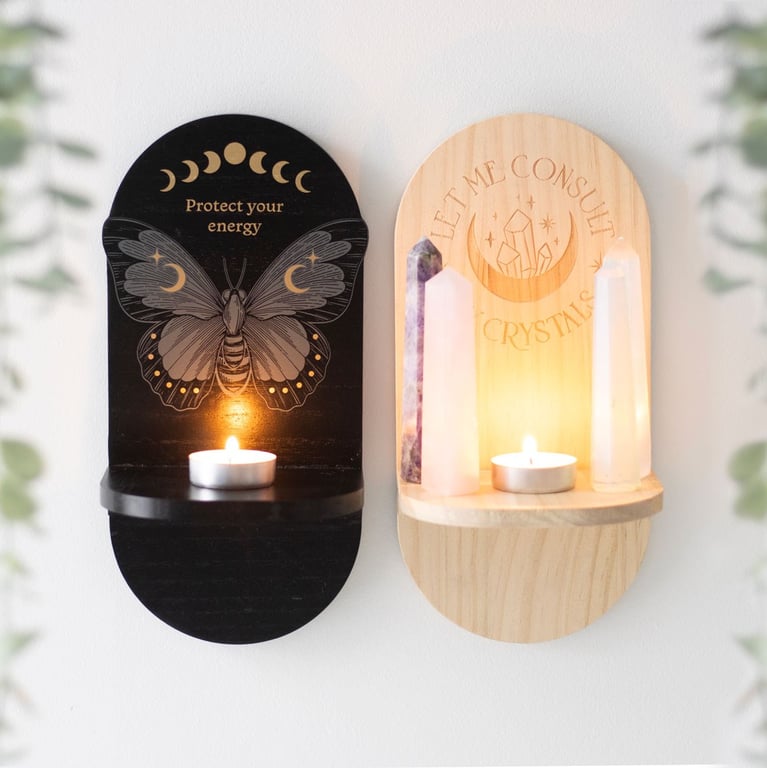 Black Moth Altar Shelf for Spiritual Focus and Manifestation