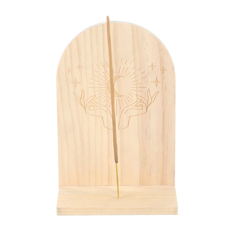 Natural Mystical Hands Wooden Incense Holder Shelf with Crystal Display
