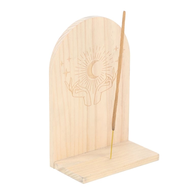 Natural Mystical Hands Wooden Incense Holder Shelf with Crystal Display