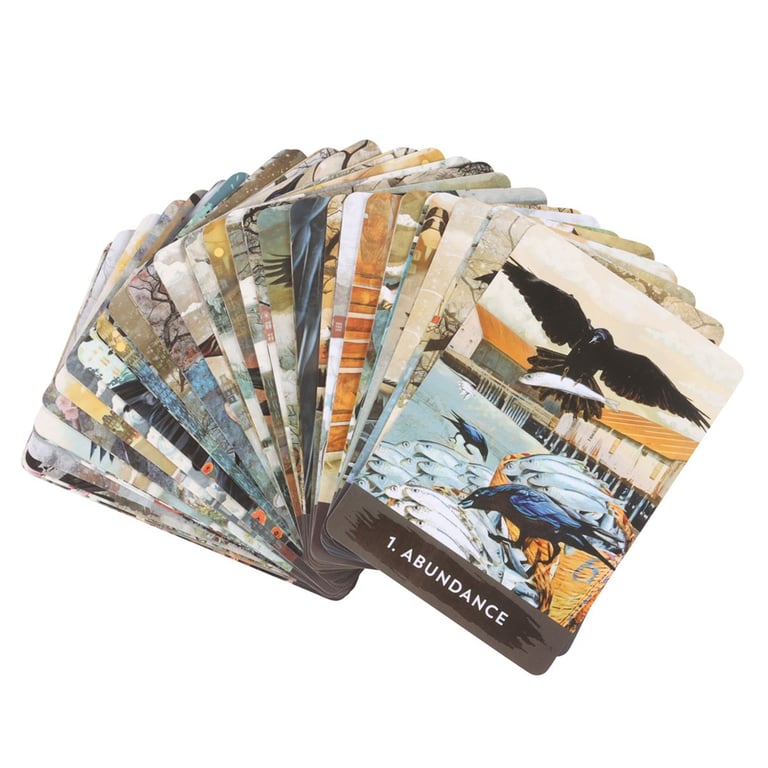 Urban Crow Oracle Cards - 54-Card Deck & Guidebook for Intuitive Insights into Crow Behavior and Urban Wisdom