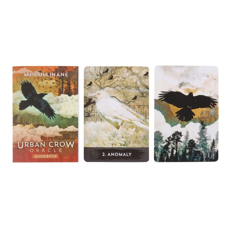 Urban Crow Oracle Cards - 54-Card Deck & Guidebook for Intuitive Insights into Crow Behavior and Urban Wisdom