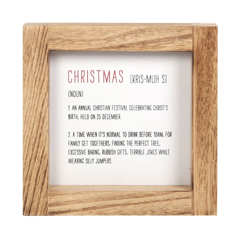 Christmas Definition Wooden Sign - Festive Home Decor with Paulownia Wood Frame