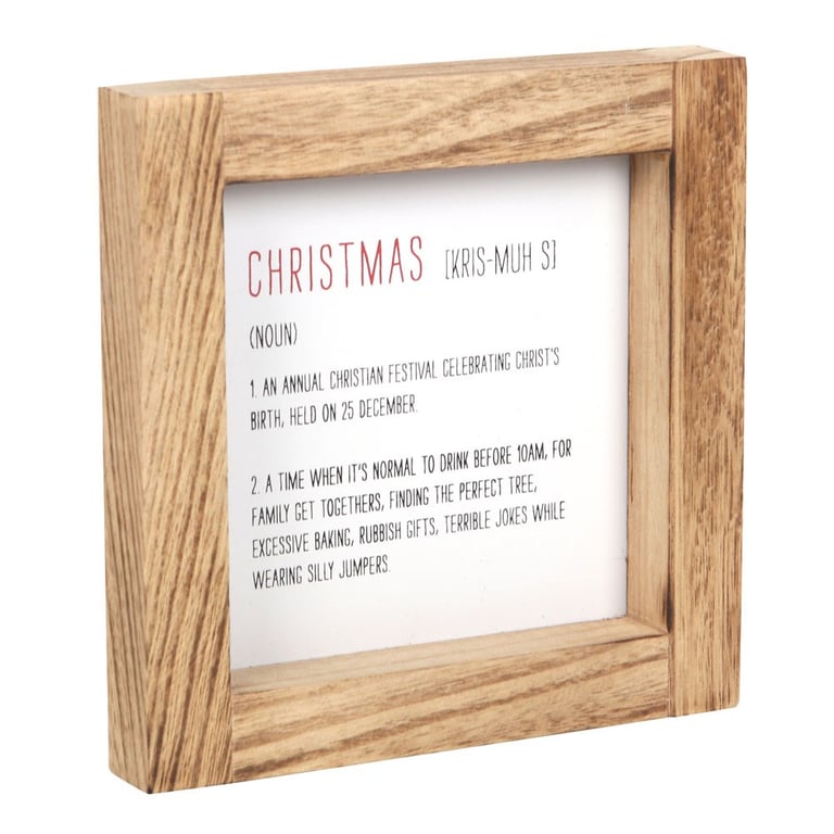 Christmas Definition Wooden Sign - Festive Home Decor with Paulownia Wood Frame