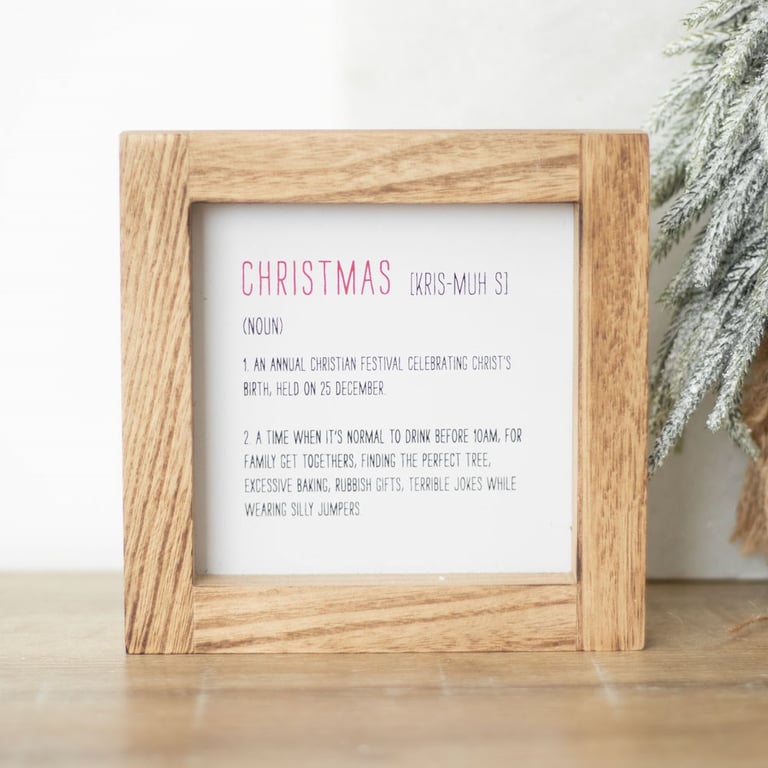 Christmas Definition Wooden Sign - Festive Home Decor with Paulownia Wood Frame