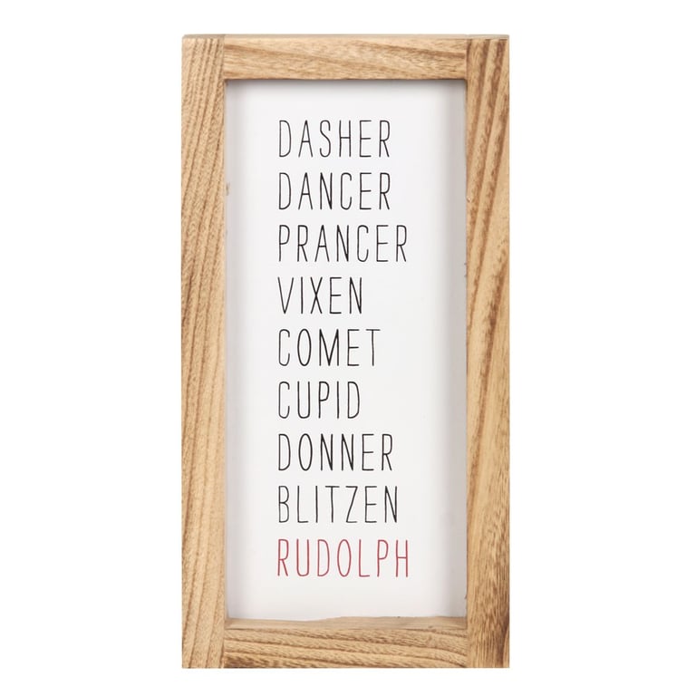 Reindeer Names Wooden Holiday Sign - Paulownia Wood Construction
