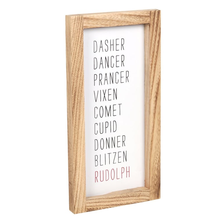Reindeer Names Wooden Holiday Sign - Paulownia Wood Construction