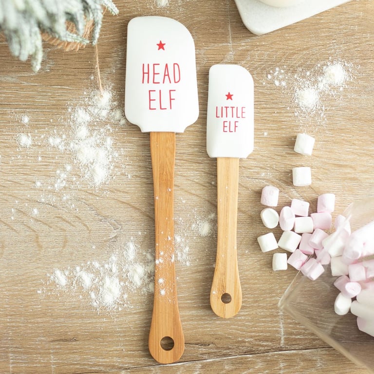 Head Elf Little Elf Silicone Spatula Set - Non-Scratch Kitchen Utensils for Holiday Baking and Cooking