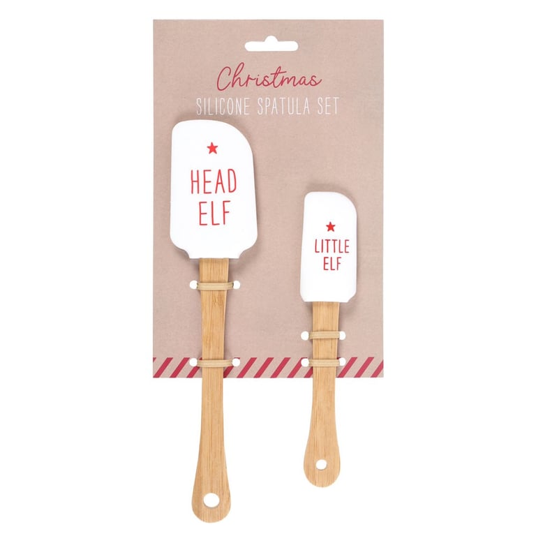 Head Elf Little Elf Silicone Spatula Set - Non-Scratch Kitchen Utensils for Holiday Baking and Cooking