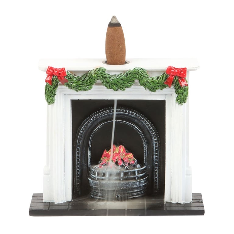 Christmas Fireplace Backflow Incense Burner with Smouldering Smoke Effects