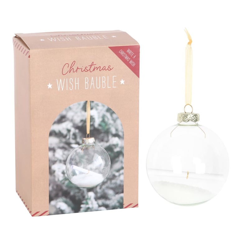 Christmas Wish Hanging Glass Bauble - Personalized Snow-Filled Ornament for Your Christmas Tree