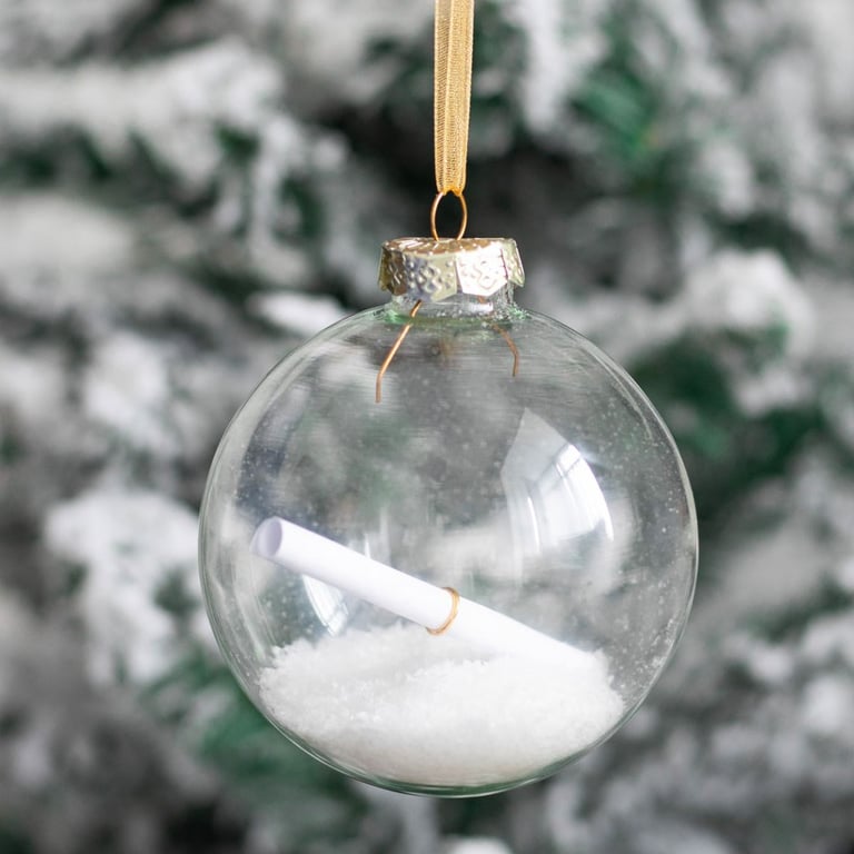 Christmas Wish Hanging Glass Bauble - Personalized Snow-Filled Ornament for Your Christmas Tree