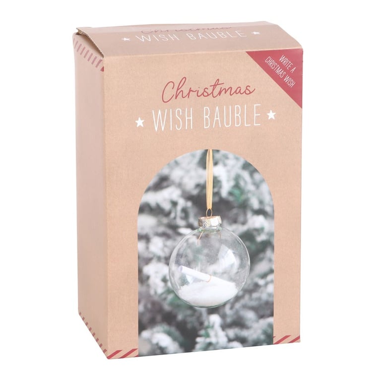 Christmas Wish Hanging Glass Bauble - Personalized Snow-Filled Ornament for Your Christmas Tree