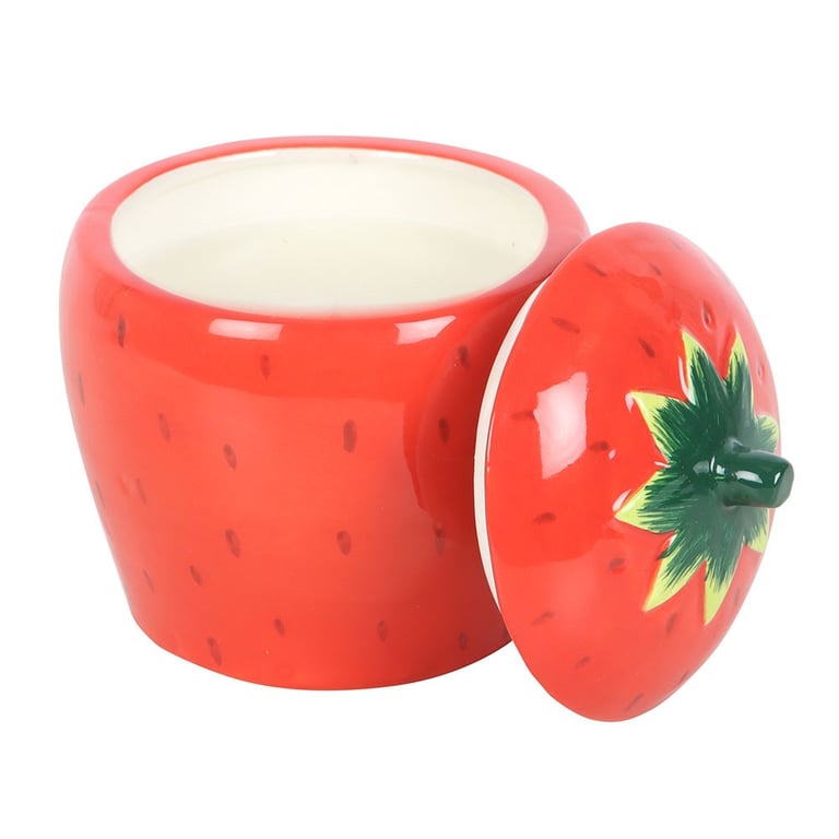 Strawberry Shaped Scented Candle Jar - 16 Hour Burn Time Decor Item