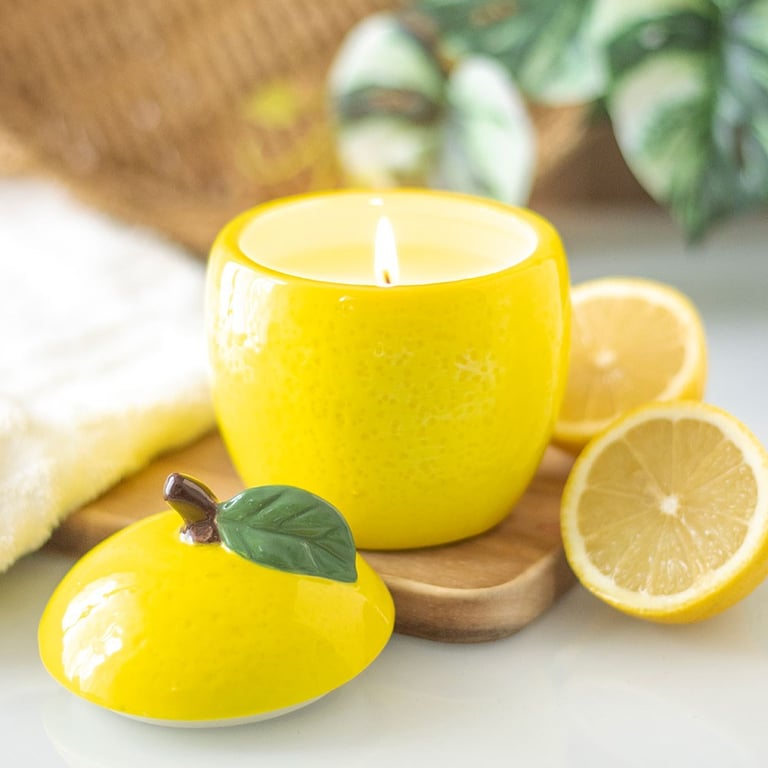 Lemon Shaped Scented Candle Jar - 16 Hour Burn Time Home Fragrance