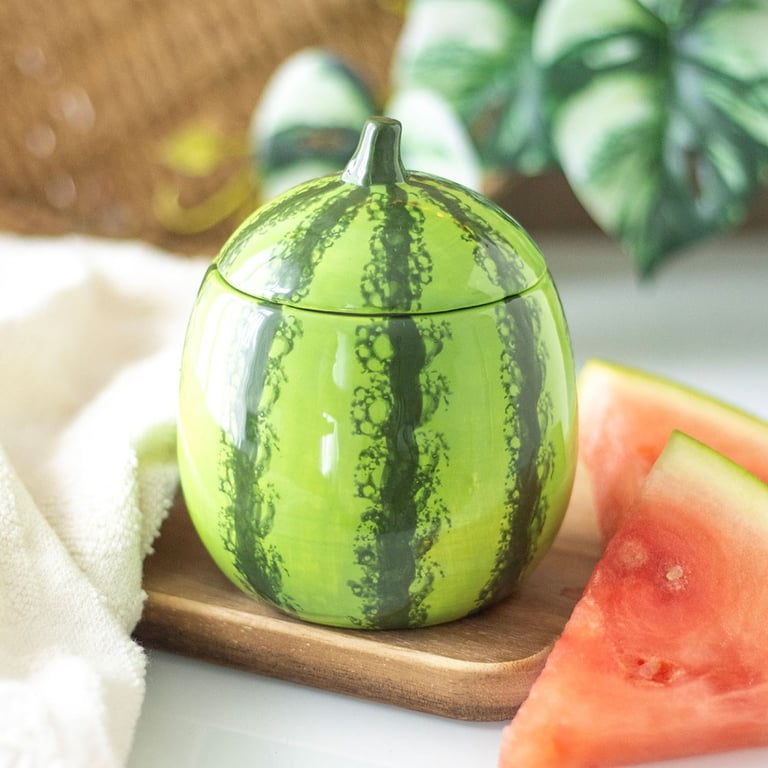 Watermelon Shaped Scented Candle Jar - 16 Hour Burn Time Home Fragrance Decor Item
