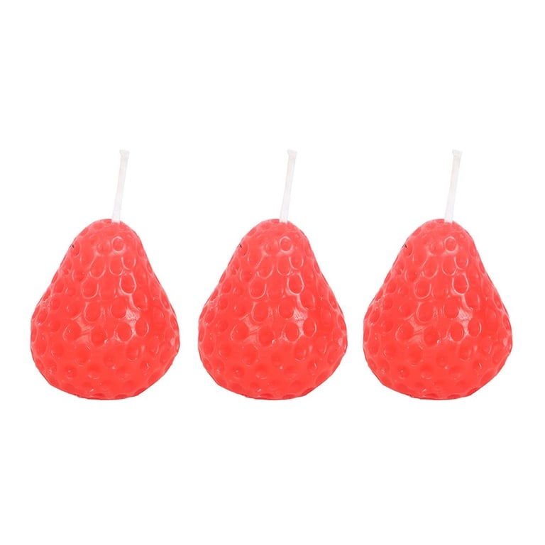 Strawberry Shaped Unscented Candle Set - 3 Piece Home Decor Collection