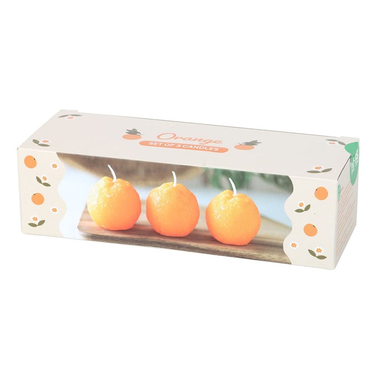 Orange Shaped Unscented Candle Set - 3 Piece Home Decor Gift