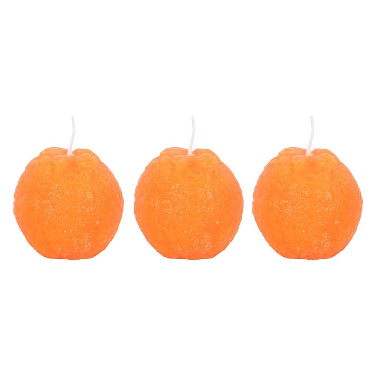 Orange Shaped Unscented Candle Set - 3 Piece Home Decor Gift