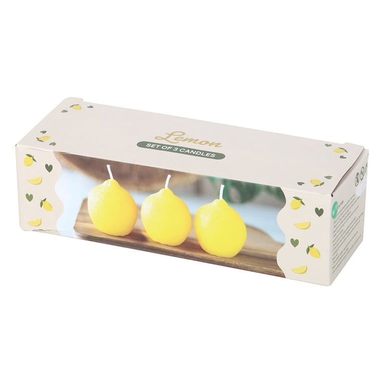 Tutti Frutti Lemon Shaped Unscented Candle Set of 3