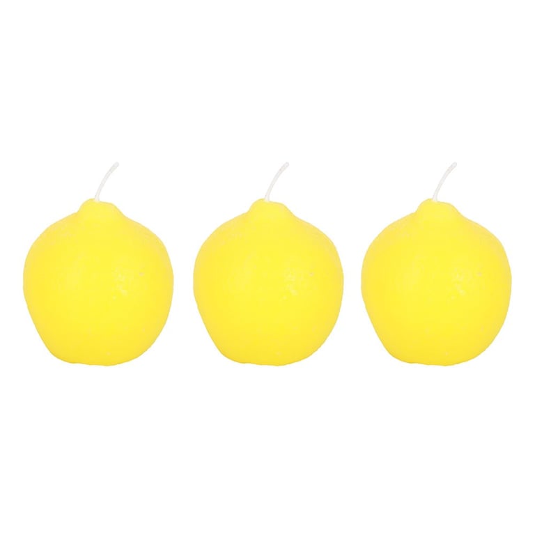 Tutti Frutti Lemon Shaped Unscented Candle Set of 3