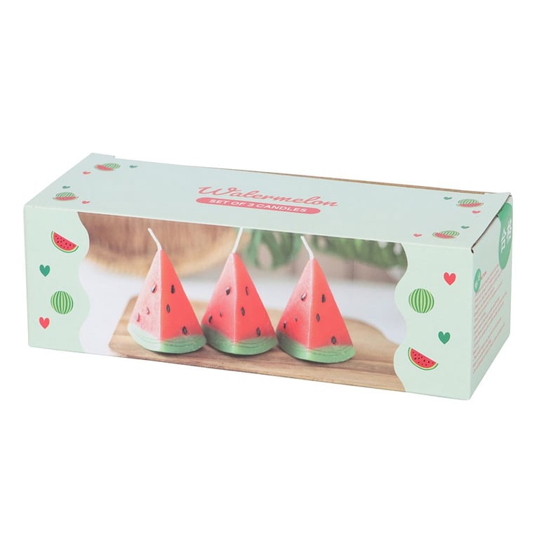Watermelon Shaped Unscented Candle Set - 3 Piece Home Decor Gift