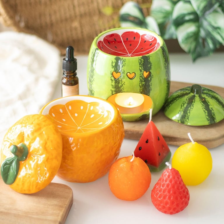 Watermelon Shaped Unscented Candle Set - 3 Piece Home Decor Gift