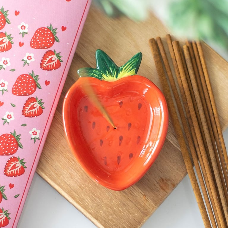 Ceramic Strawberry Incense Stick Holder - Sweet Home Decor