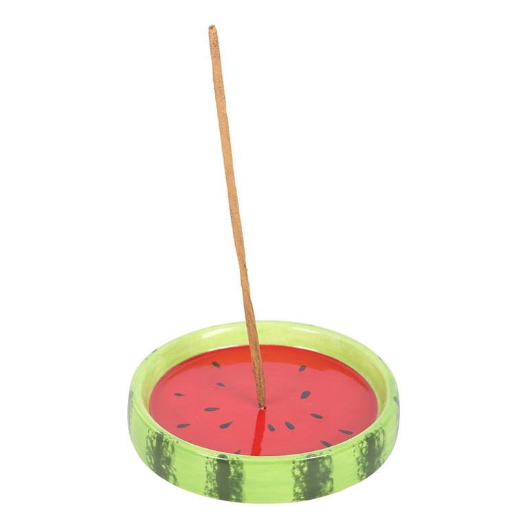 Ceramic Watermelon Incense Holder with Ash Catcher - Home Fragrance Decor