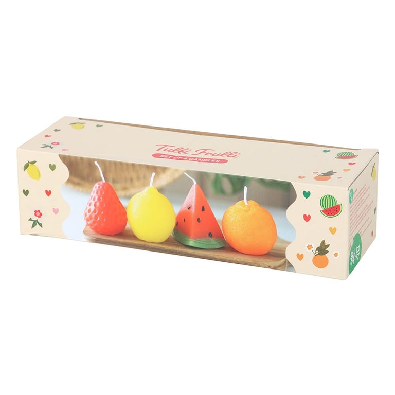 Fruit Shaped Unscented Candles - 4 Piece Set