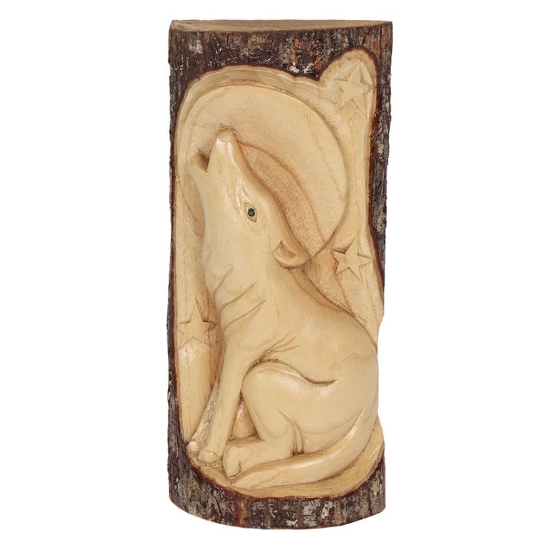 Handcarved 30cm Wolf Wall Plaque - Unique Vertical Home Decoration